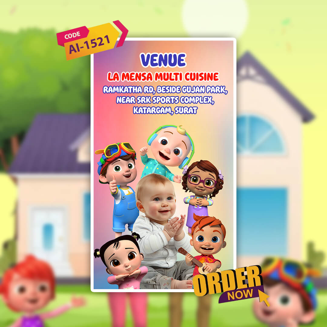 Cocomelon Theme Birthday Invitation Video | AI-1521