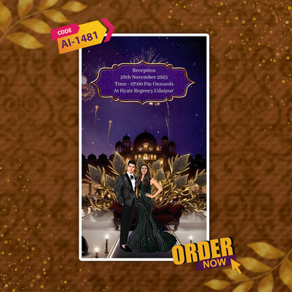 Digital Wedding Invitation Video | Dark Blue Fireworks | AI-1481