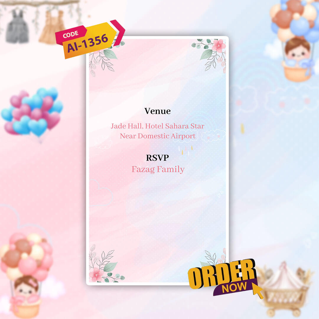 Baby Gender Reveal Invitation Video | Digital Invite| AI-1356