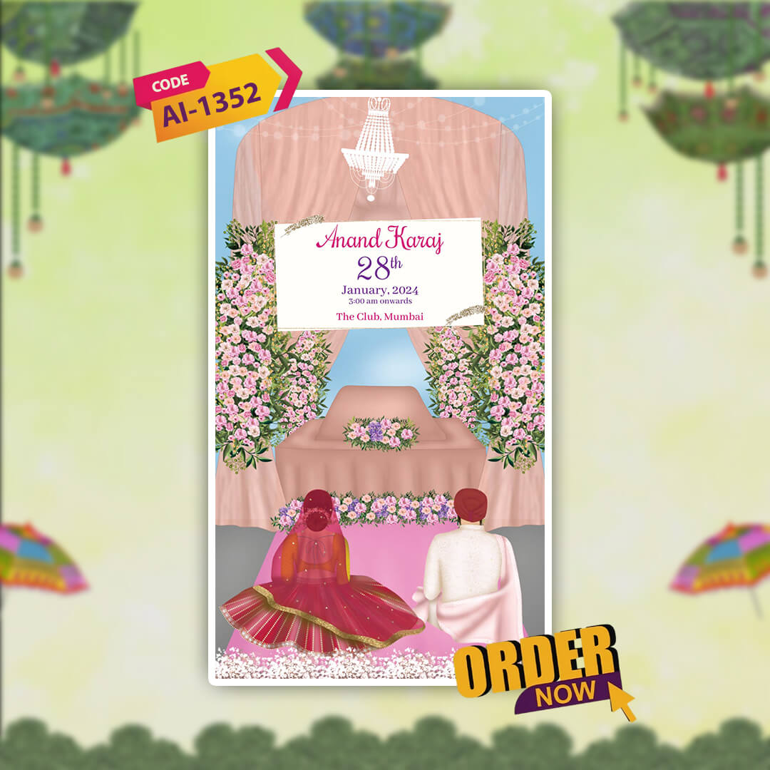 Sikh Wedding Invitation Video | Floral Radiance | AI-1352