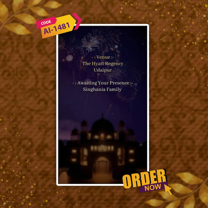 Digital Wedding Invitation Video | Dark Blue Fireworks | AI-1481