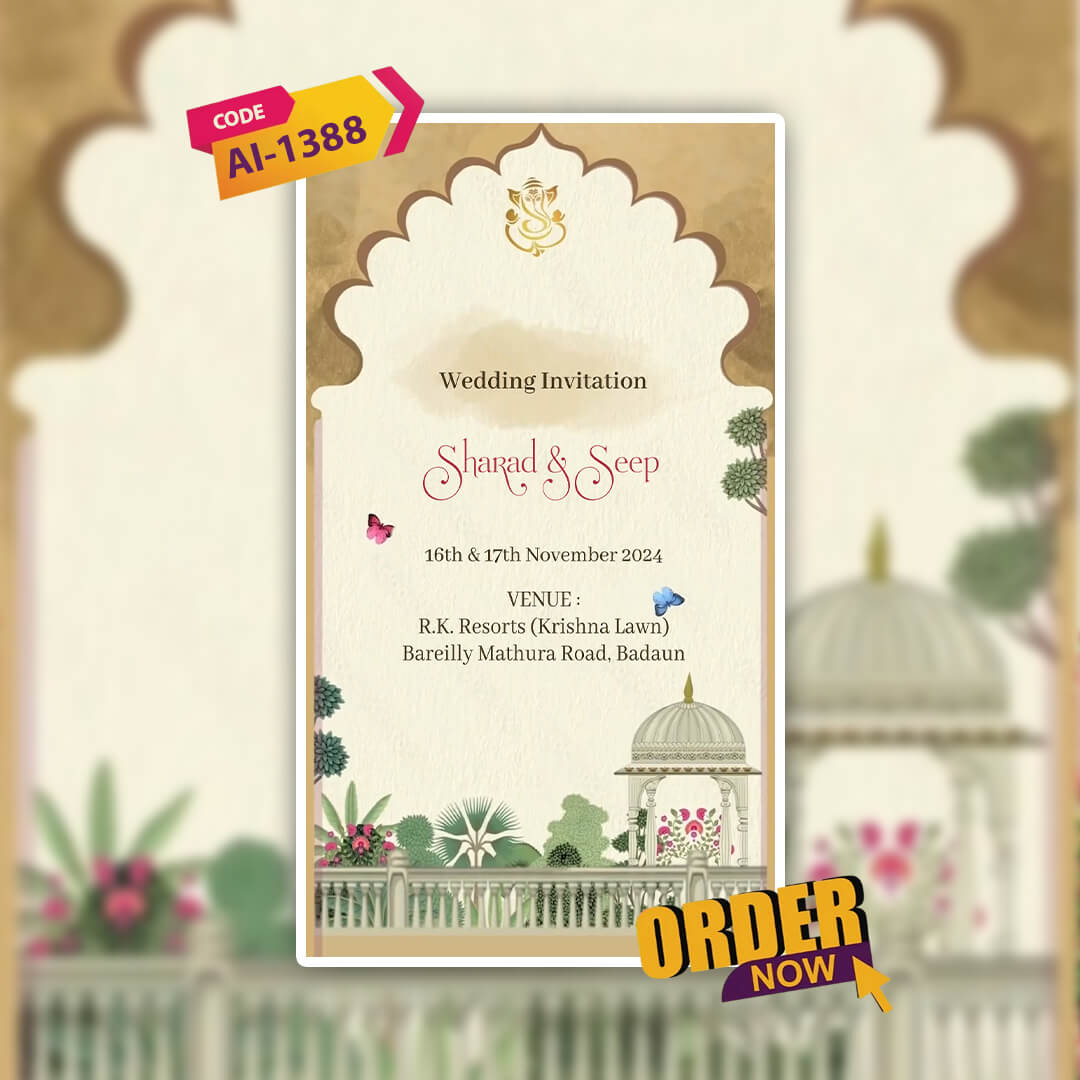 Digital Wedding Invitation Video | Elegant Animated Invite |AI-1388