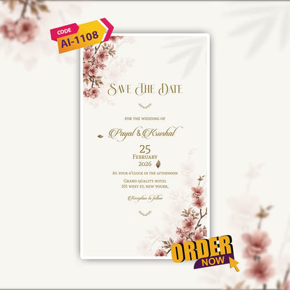 Save The Date Invitation Video & Days to Go Invites | Soft | AI-1108