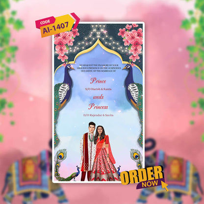 Caricature Wedding Invitation Video | Virtual wedding invite |AI-1407