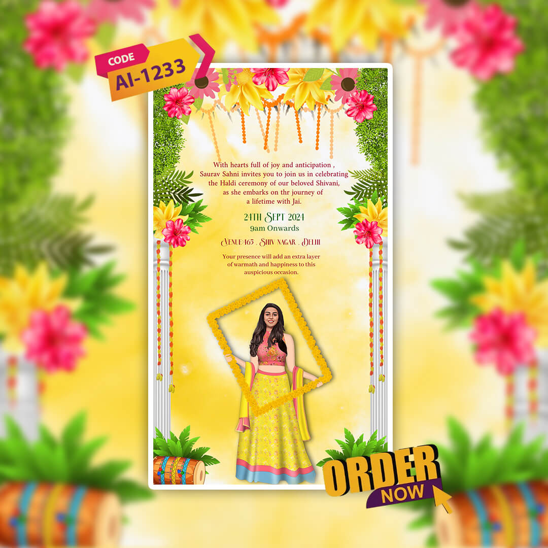 Haldi & Mehendi Ceremony Invitation Video |  Custom Design | AI-1233