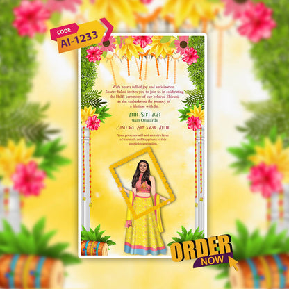 Haldi & Mehendi Ceremony Invitation Video |  Custom Design | AI-1233