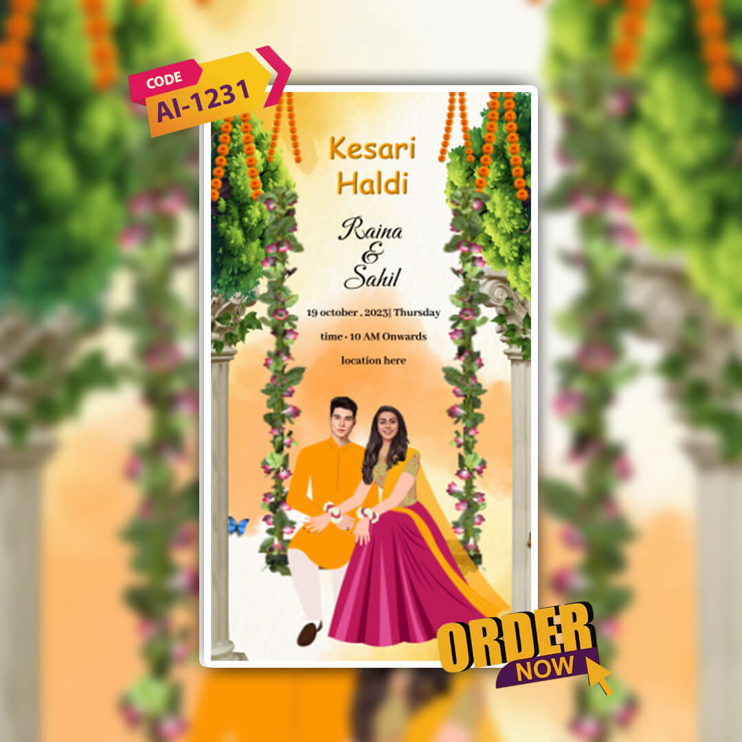 Haldi & Mehendi Ceremony Invitation Video | Aura | AI-1231