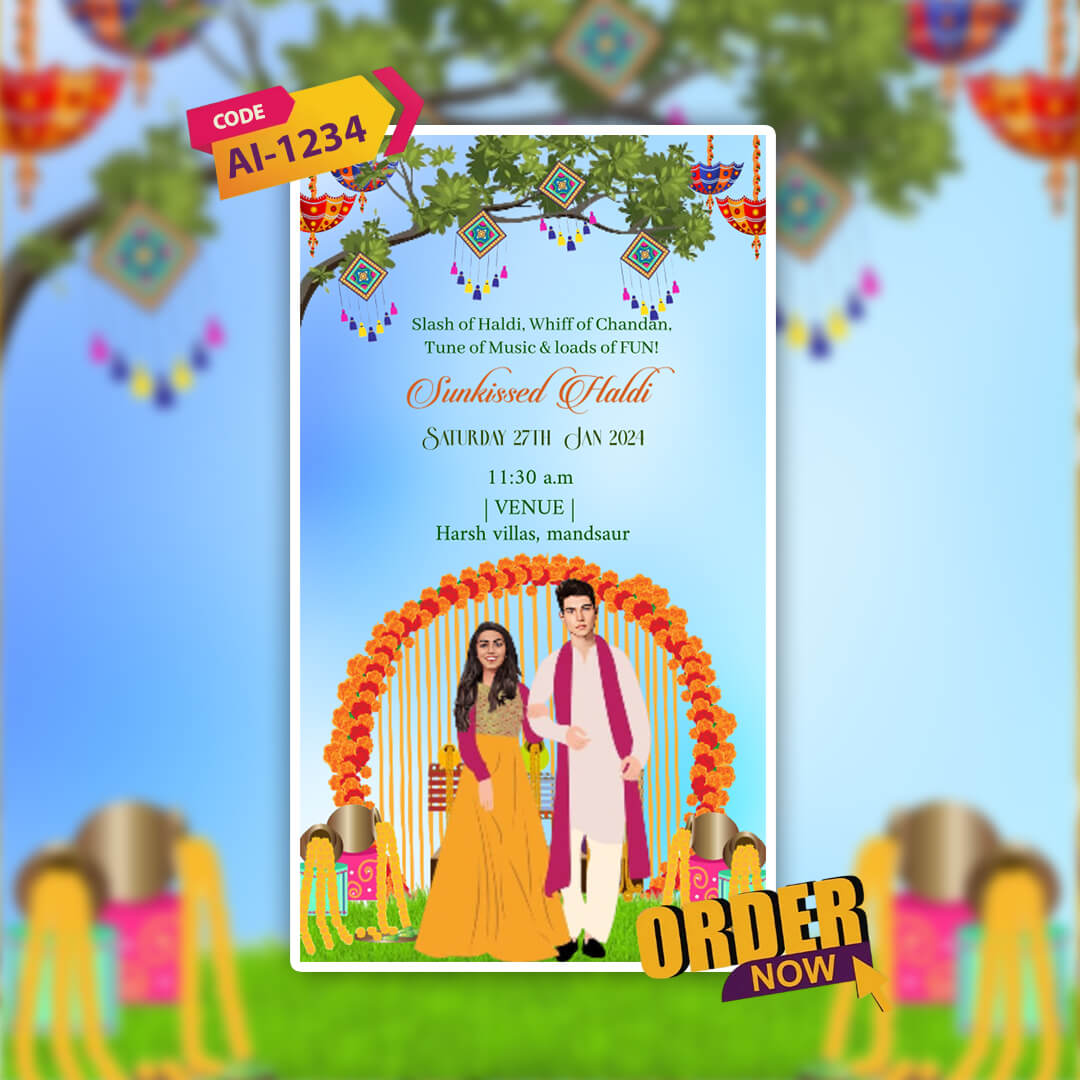 Haldi & Mehendi Ceremony Invitation Video | Heartfelt | AI-1234