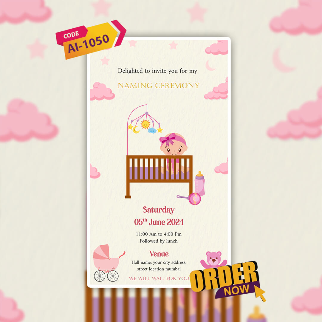 Baby Naming Ceremony | Cradle Ceremony Invitation Video | AI-1050