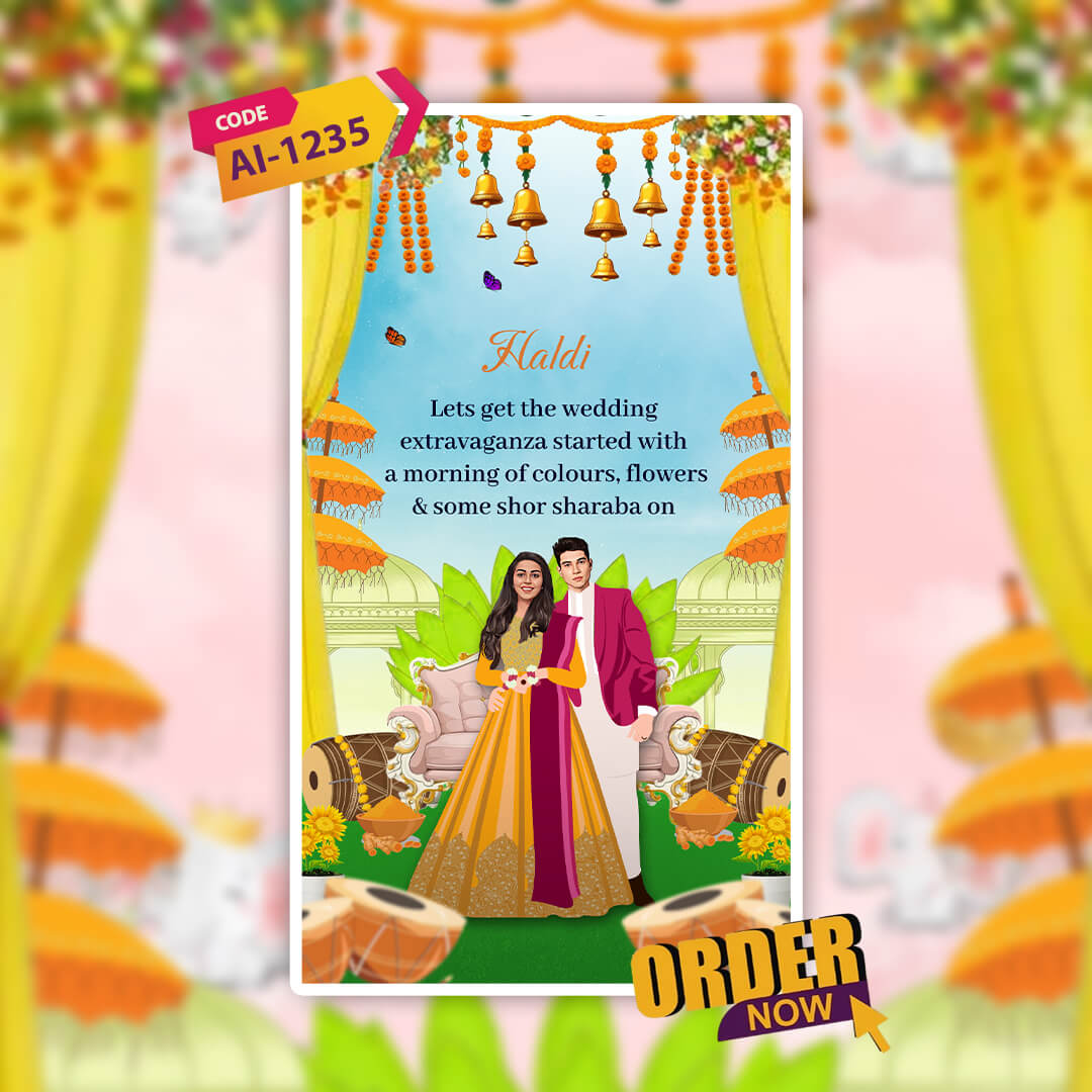 Haldi & Mehendi Ceremony Invitation Video | Serenity | AI-1235