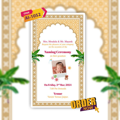Baby Naming Ceremony | Cradle Ceremony Invitation Video | AI-1052