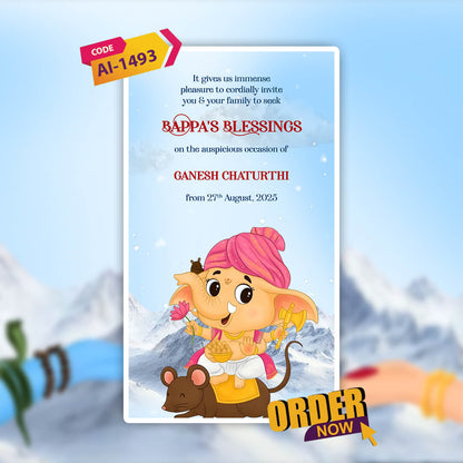 Ganesh Chaturthi Invitation Video | Blue-Themed | AI-1493