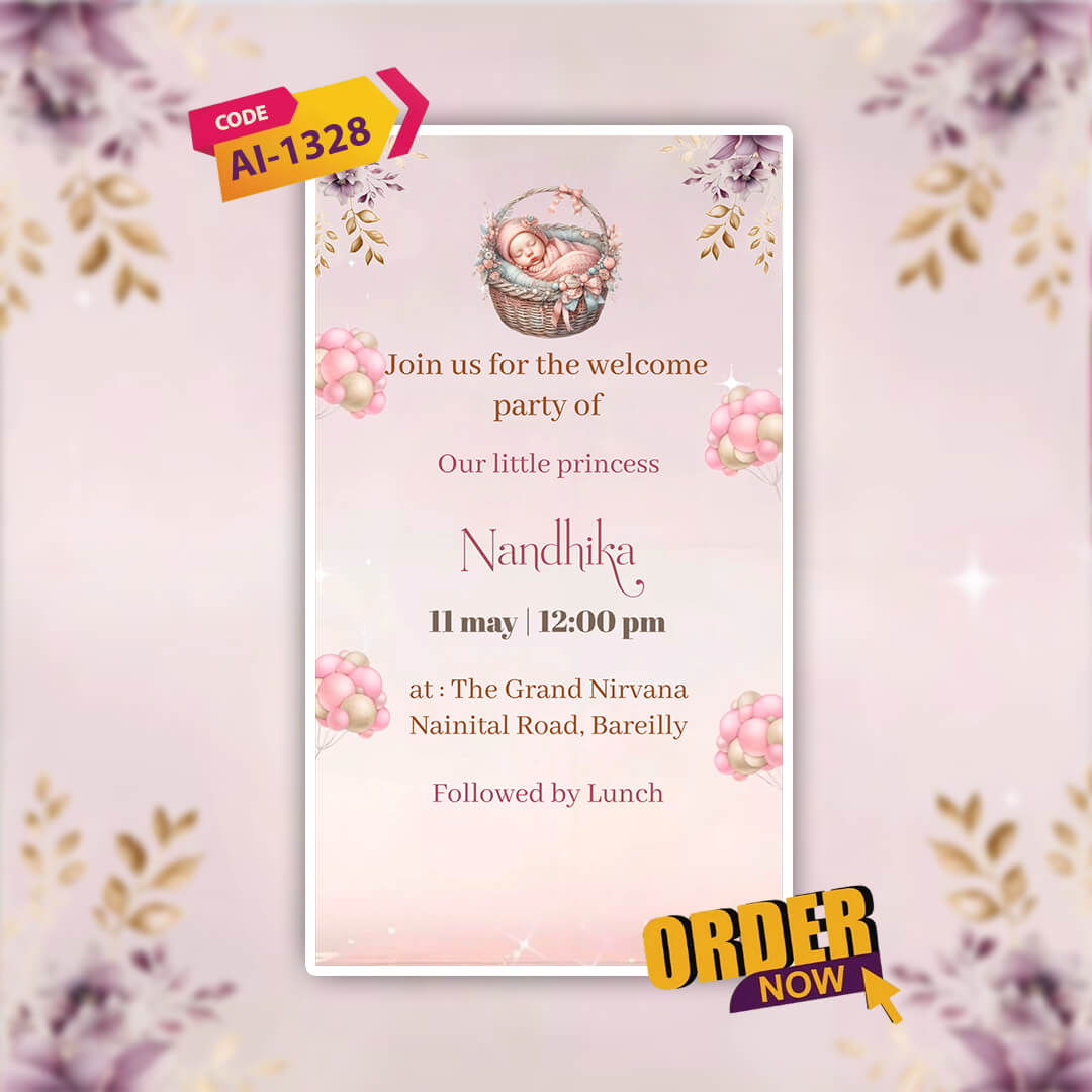Baby Birth Announcement Invitation Video | Unique | AI-1328