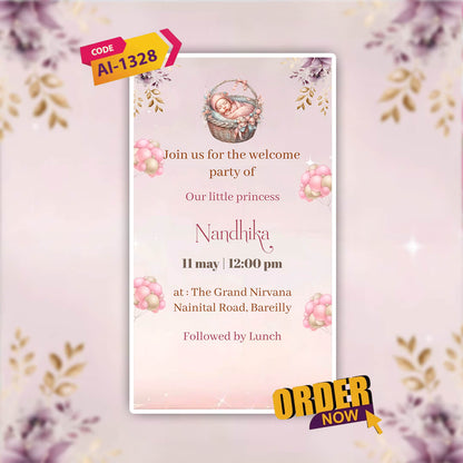 Baby Birth Announcement Invitation Video | Unique | AI-1328