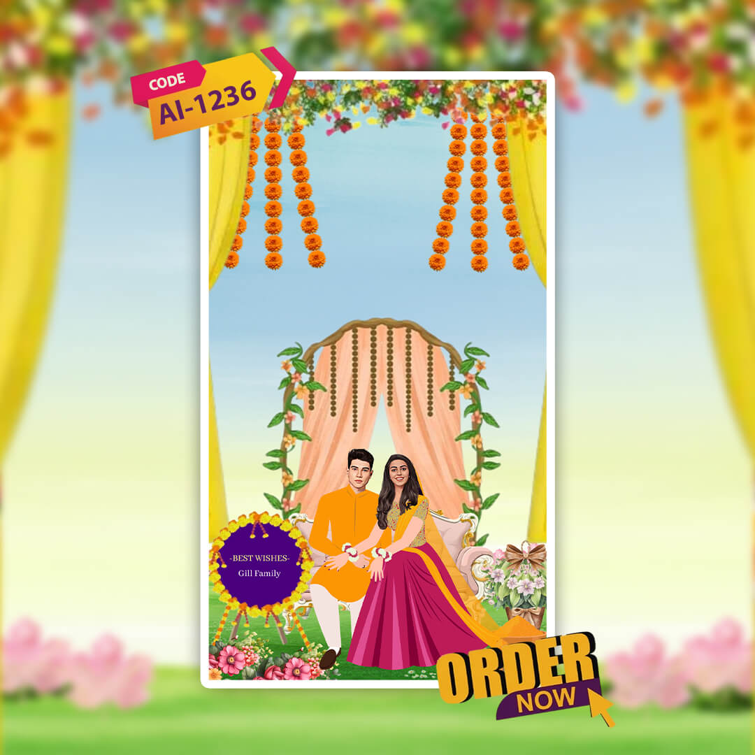 Haldi & Mehendi Ceremony Invitation Video | Blossom | AI-1236