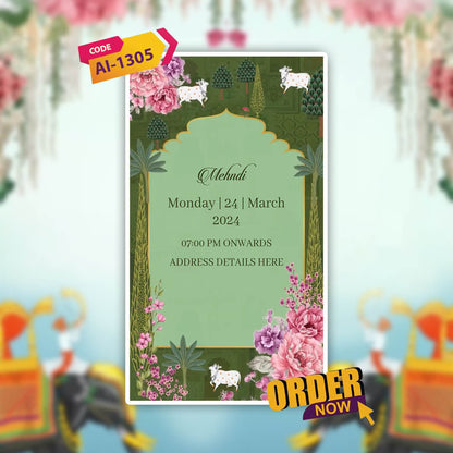 Digital Wedding Invitation Video | Floral themes | AI-1305