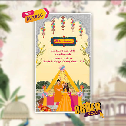 Digital Wedding Invitation Video | Vibrant Animated Invite| AI-1486