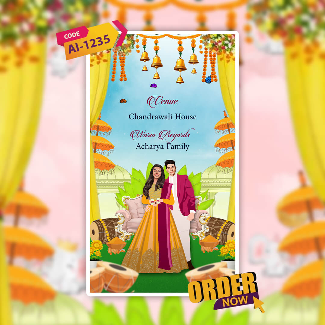 Haldi & Mehendi Ceremony Invitation Video | Serenity | AI-1235