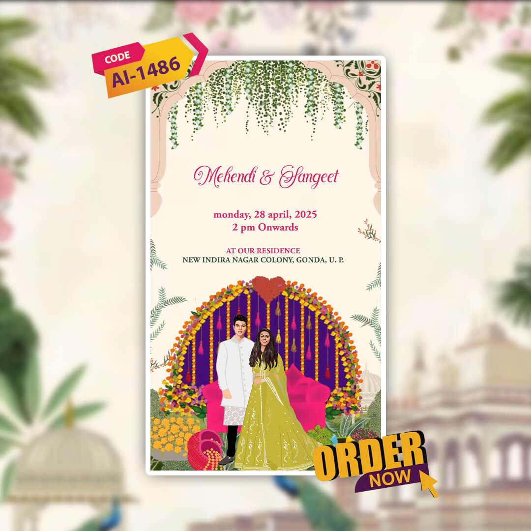 Digital Wedding Invitation Video | Vibrant Animated Invite| AI-1486