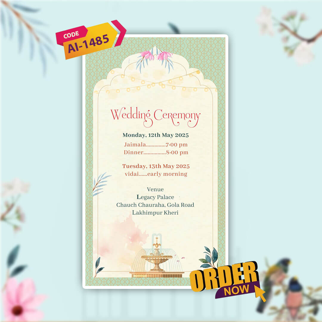 Digital Wedding Invitation Video | Romantic Animated Invite| AI-1485