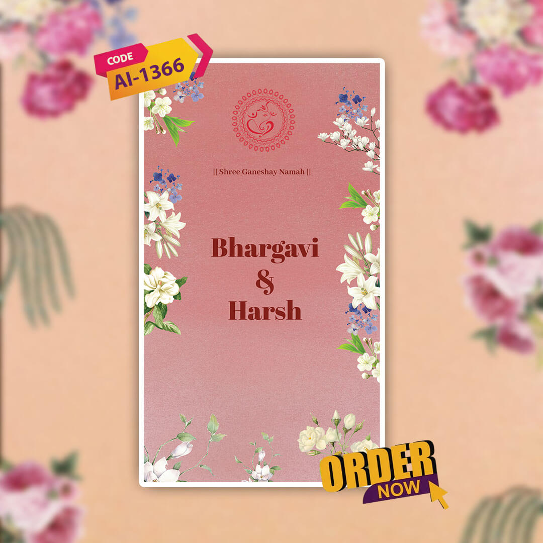 Digital Wedding Invitation Video |  Floral theme |AI-1366