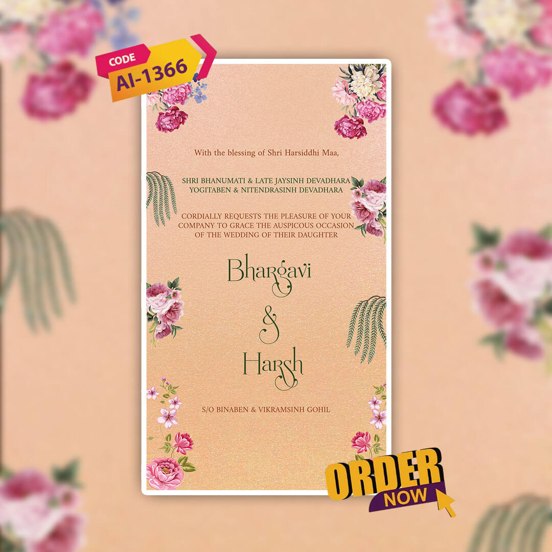 Digital Wedding Invitation Video |  Floral theme |AI-1366