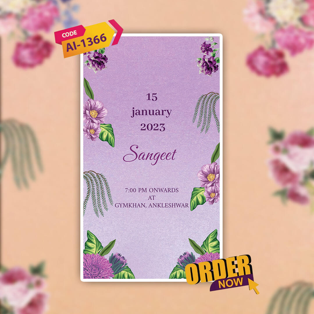 Digital Wedding Invitation Video |  Floral theme |AI-1366