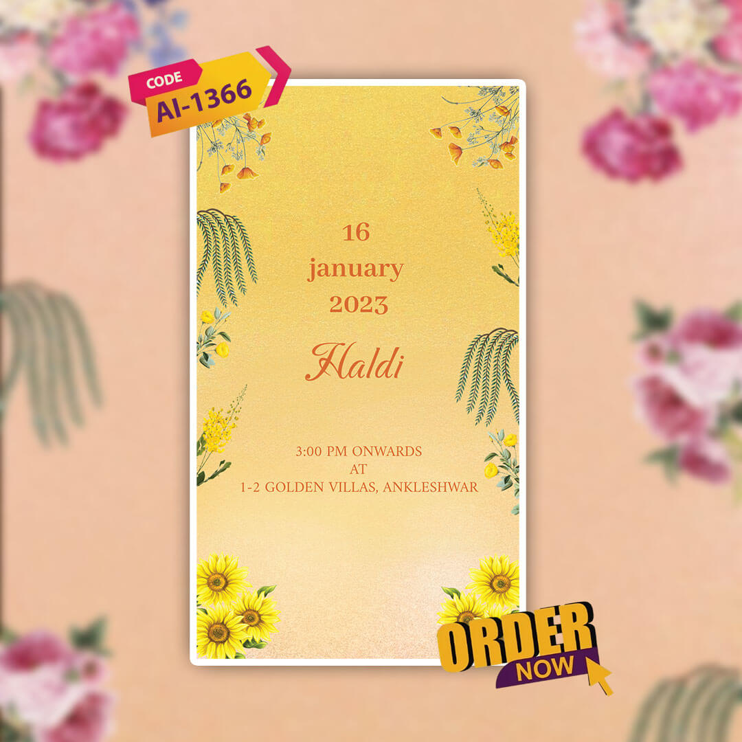 Digital Wedding Invitation Video |  Floral theme |AI-1366