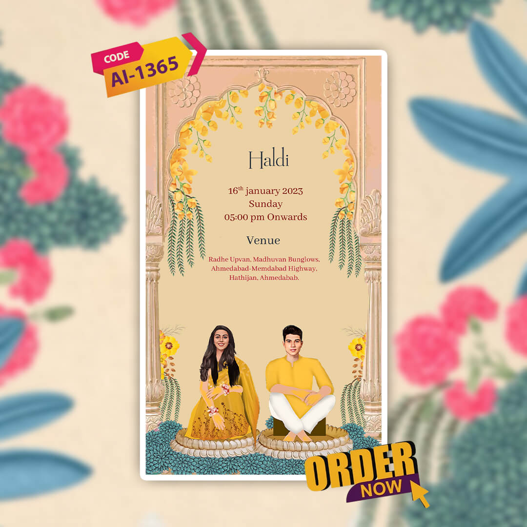 Digital Wedding Invitation Video | Custom Animated Wedding  |AI-1365