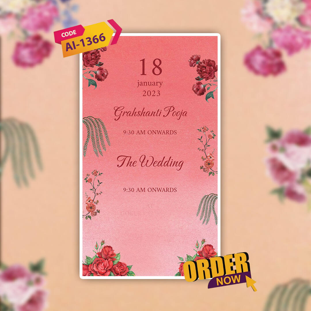 Digital Wedding Invitation Video |  Floral theme |AI-1366