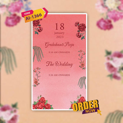 Digital Wedding Invitation Video |  Floral theme |AI-1366