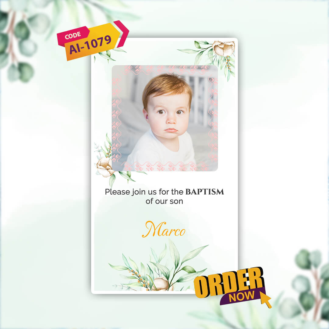 Baptism Ceremony Invitation Video | Digital Christening Invite | AI-1079