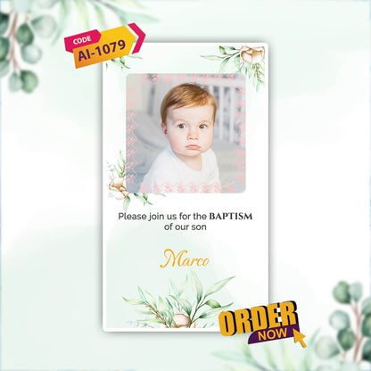 Baptism Ceremony Invitation Video | Digital Christening Invite | AI-1079