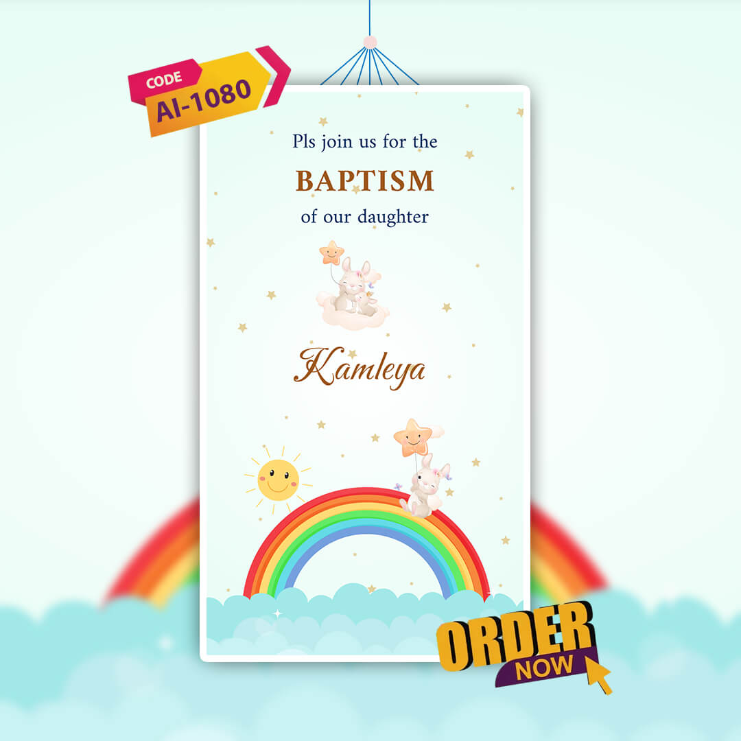 Baptism Ceremony Invitation Video | Rainbow Theme | AI-1080