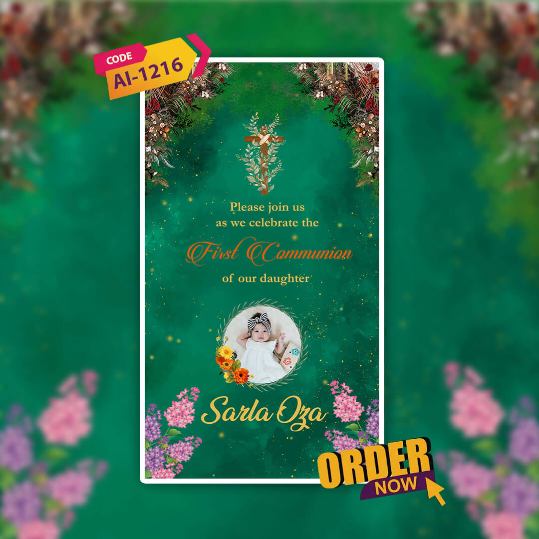 First Holy Communion Invitation Video | Personalized | AI-1216