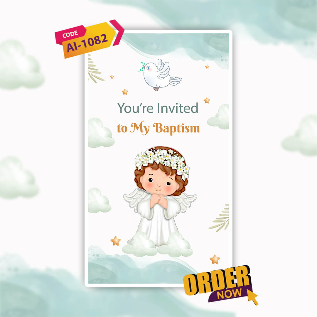 Baptism Ceremony Invitation Video | Floral Design | AI-1082