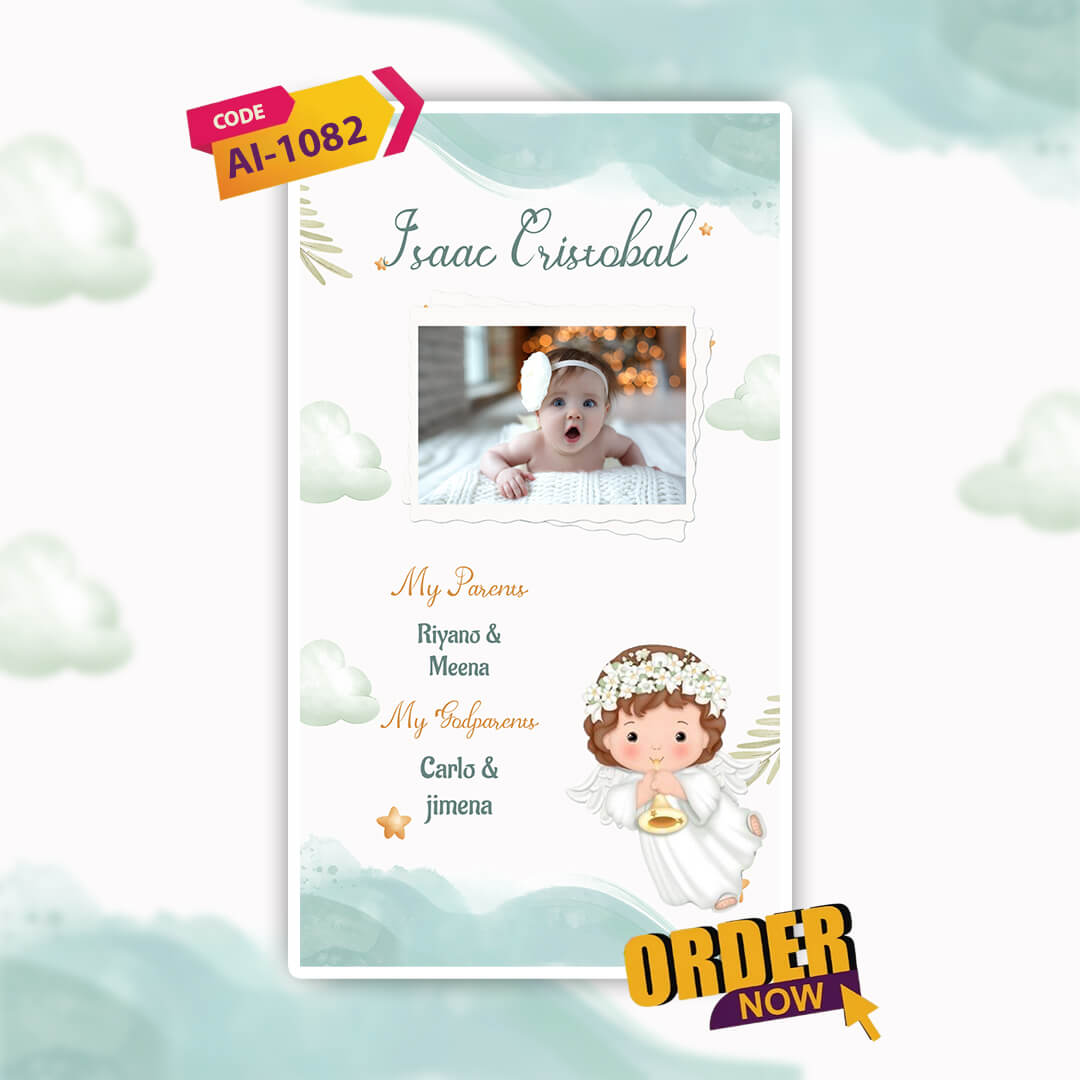 Baptism Ceremony Invitation Video | Floral Design | AI-1082