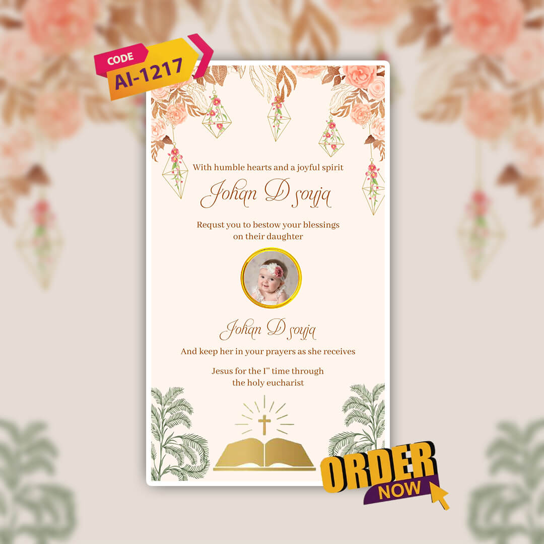 First Holy Communion Invitation Video | Instant Download | AI-1217