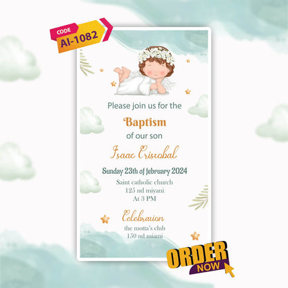 Baptism Ceremony Invitation Video | Floral Design | AI-1082