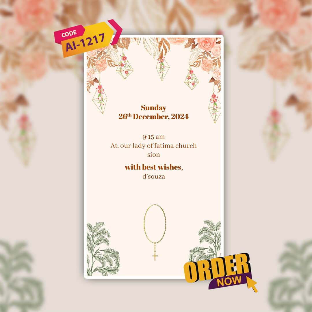 First Holy Communion Invitation Video | Instant Download | AI-1217