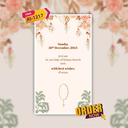 First Holy Communion Invitation Video | Instant Download | AI-1217