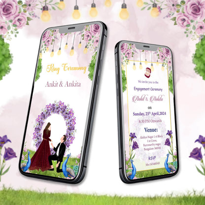 Engagement & Ring Ceremony Video Invitation | Flowers Theme | AI-1121
