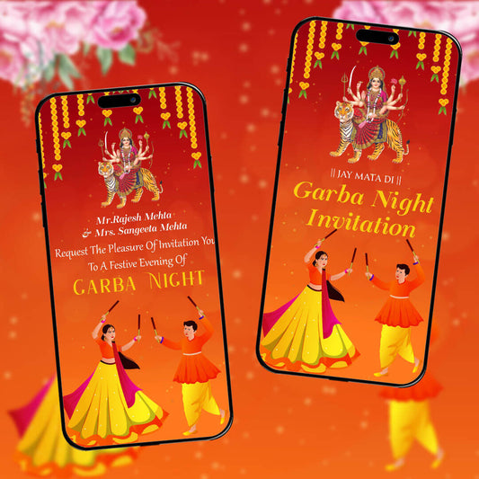 Navratri Festival Invitation Video | Animated Garba Invite |  AI-1298