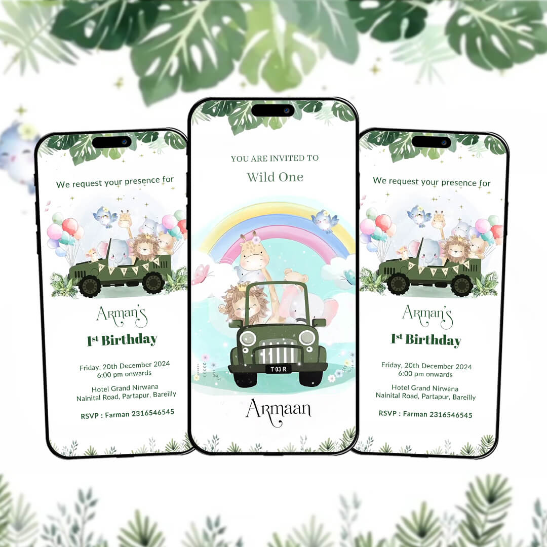 Birthday Invitation Video | Kid in Car with Green Theme | AI-1396