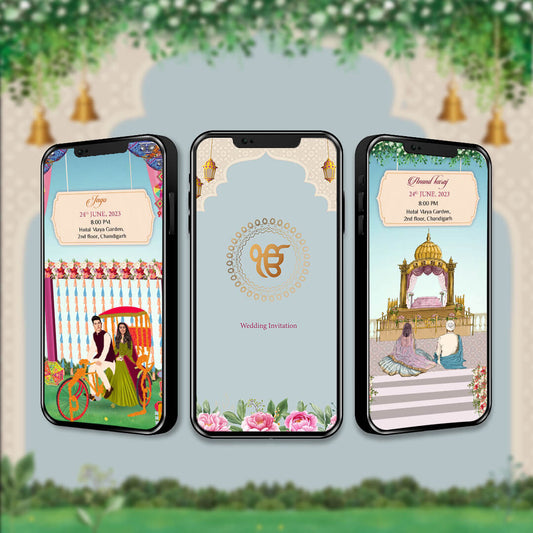 Sikh Wedding Invitation Video | Golden Blossom Theme | AI-1291