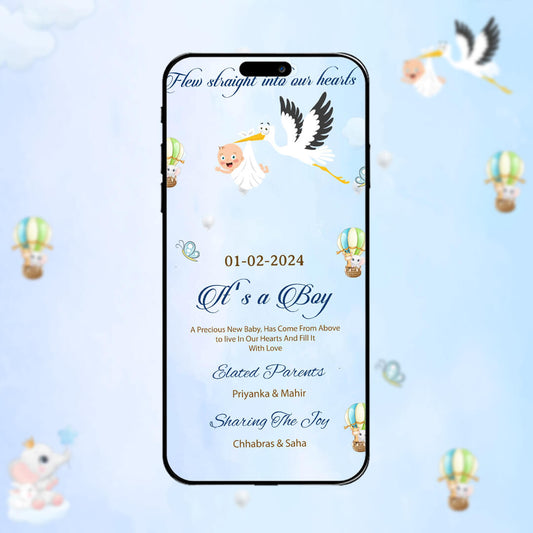 Baby Birth Announcement Invitation Video |  Heartfelt | AI-1072
