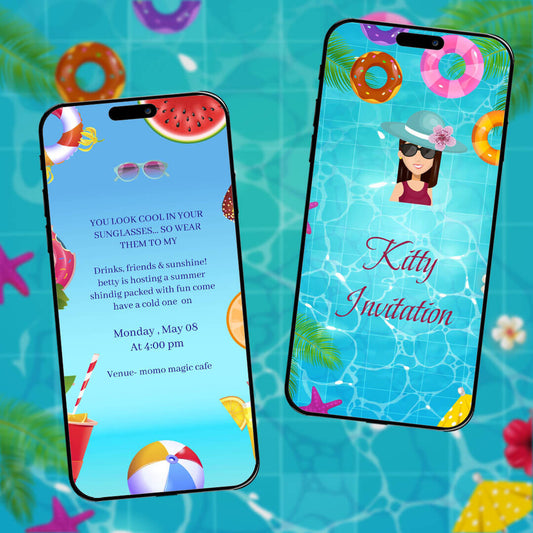 Kitty Party Invitation Video | Blue Theme | AI-1172