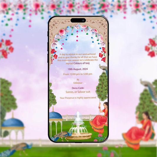 Teej Party Invitation Video | Rega Invite | AI-1190