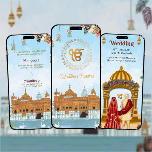 Sikh Wedding Invitation Video | Animated E‑Invite | AI-1290