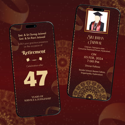 Retirement Party Invitation Video | Red-Themed Animated | AI-1182